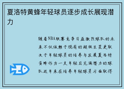 夏洛特黄蜂年轻球员逐步成长展现潜力
